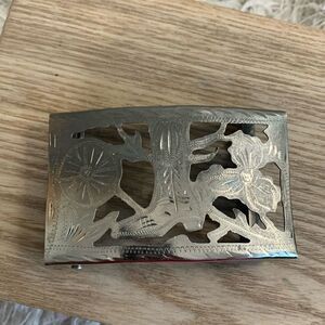 Vintage Alpaca Mexico Lightweight Cutout Style Cowboy Boot Handmade Belt Buckle